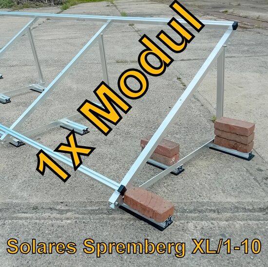Komplettlösung Aufständerung für 1x Modul vertikal / hochkant / schwere Ausführung / XL1 für Flachdach Bitumdach Trapezblechdach 10-40 Grad fest o. flexibel